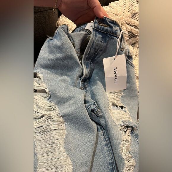 FRAME Le Slouch Low Rise, Straight Destructed Denim - NWT - size 30 - Picture 12 of 16